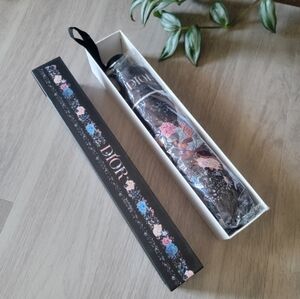Summer Sale🌞 Stylish Black Umbrella with Pink and Blue Floral Design